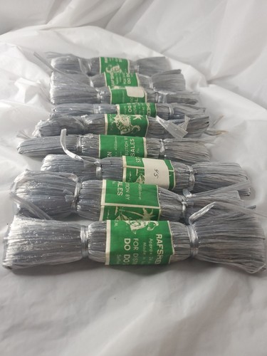 Vtg Old Stock Rafsheen 9 Skeins Gray Aprox 25 Yards Each Flower Jewelry Crafts