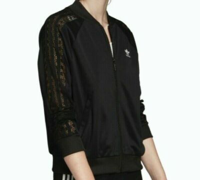 Womens Adidas Track Top Lace Sleeve see through Jacket Full Zip