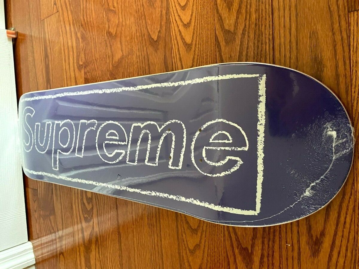 Supreme Kaws Chalk Logo Skateboard Deck Purple Violet BRAND NEW White SS21