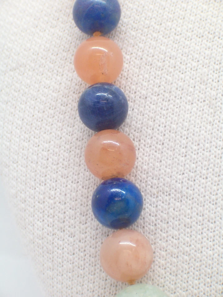 Collana con AGATA, SODALITE, GIADA  e  AVVENTURINA -chisura Argento 925 -pietre  - Immagine 2 di 4