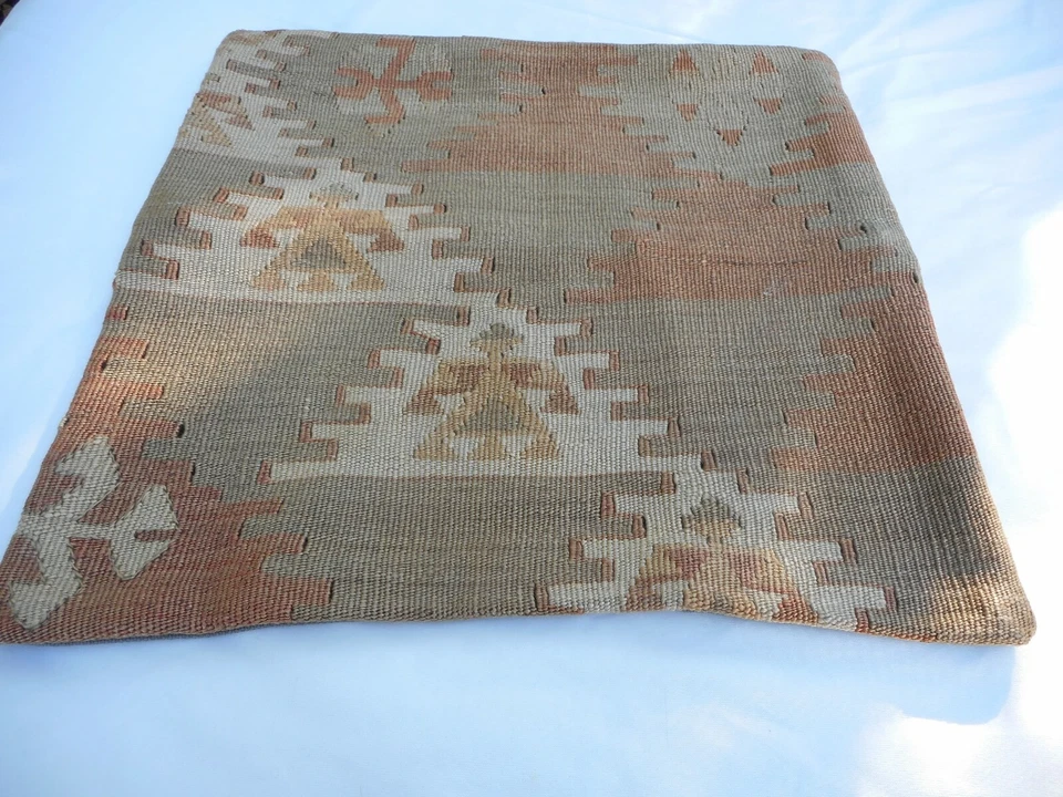 Capa de travesseiro Kilim exclusiva 16x16" estojo de tapete Kilim zíper escondido trabalho incrível - Imagem 4 de 4