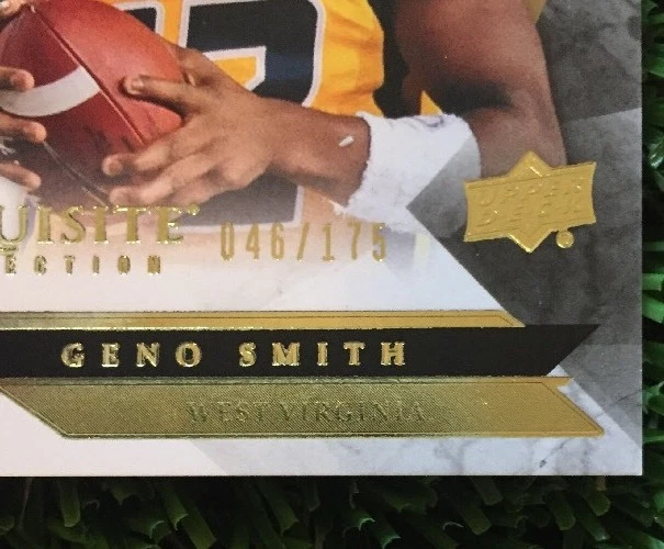 2012 UD EXQUISITE GENO SMITH  ROOKIE CARD BASE RC #/175 WEST VIRGINIA - Image 2 of 3
