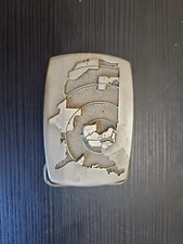 1981 Martin Marietta Industrial Sand Open House Belt Buckle Spec Cast Inc 2" x 3