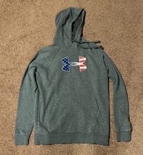 Under Armour Gray Hoodie Size SM American Flag Design on Front Great Condition
