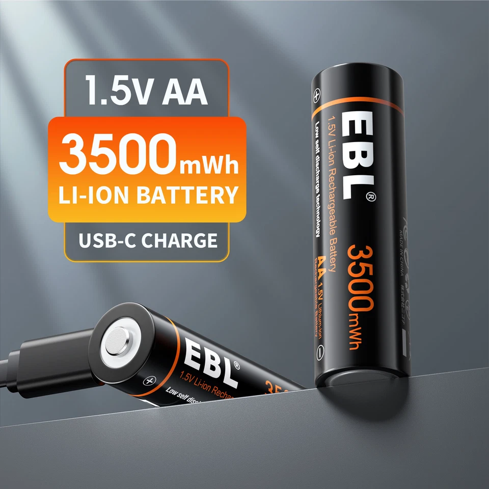 EBL  1.5V AA AAA USB Rechargeable Batteries 1.5 Volt Lithium  Li-ion Battery Lot - Image 3 of 4