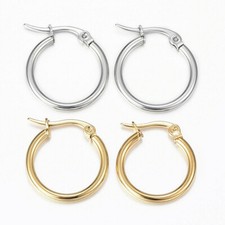 1 Paar schlichte Ohrringe Ø 2 cm Edelstahl runde Creolen silber gold Ohrstecker