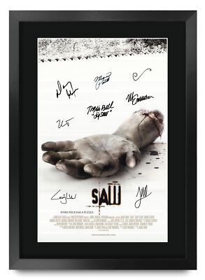 Saw Movie Filmplakat Cast signiert gedruckt Autogramm A3 gerahmter Druck Memorabilia