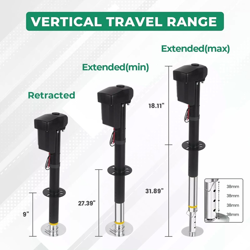 12V RV Electric Power Tongue Jack 18" Travel 4200lbs Electric Trailer