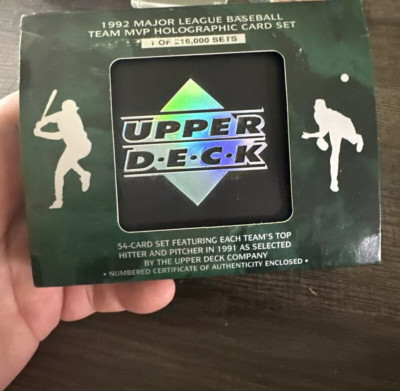 1992 upper deck team mvp holographic card set 1992-93 Upper Deck MVP Hologram Complete Set 1-36 w/ Michael Jordan PSA 8 main image 1