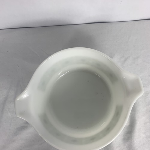 Pyrex Cinderella 1-1/2 Qt Bowl White Verde Green Square Flowers 474 Vintage Mint - Picture 8 of 11