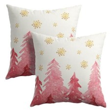 Christmas Tree Throw Pillow 18x18 Inch Set of 2 Cover Winter 18X18 In Pink Tree