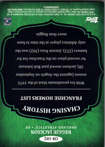 2013 Topps Update # CH-102 Reggie Jackson Oakland Athletics - Picture 2 of 2