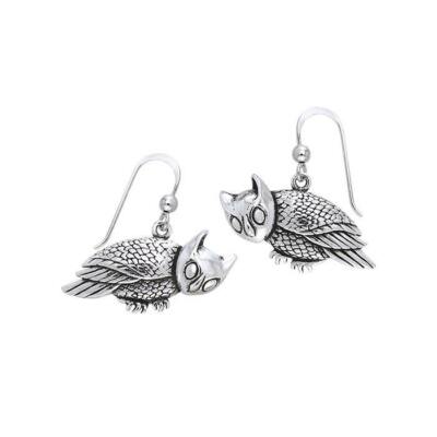 Owl 925 Sterling Silver Hook Earrings Animal Spirit Totem Wisdom Jewelry