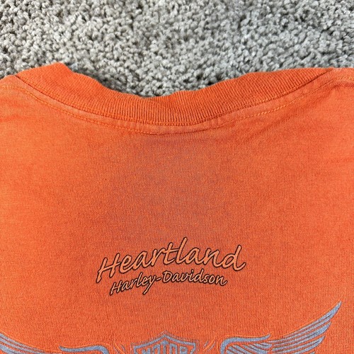 Harley Davidson T-Shirt Youth Large (14-16) Orange Biker Heartland Burlington IA - Picture 11 of 12