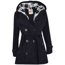 Kids Girls Overcoat Hooded Trench Coat Padded Oversized Lapels Long Parka Jacket