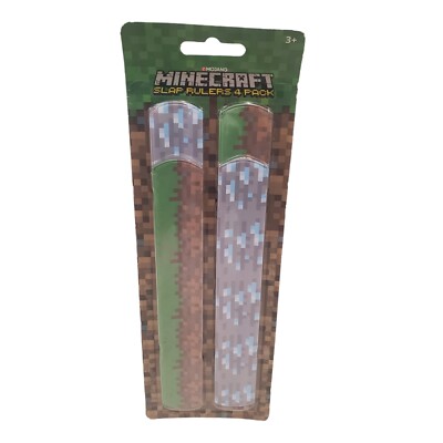 Minecraft Slap Rulers Bracelets - Birthday Party Bag Filler Favors 4-Pack Mojang
