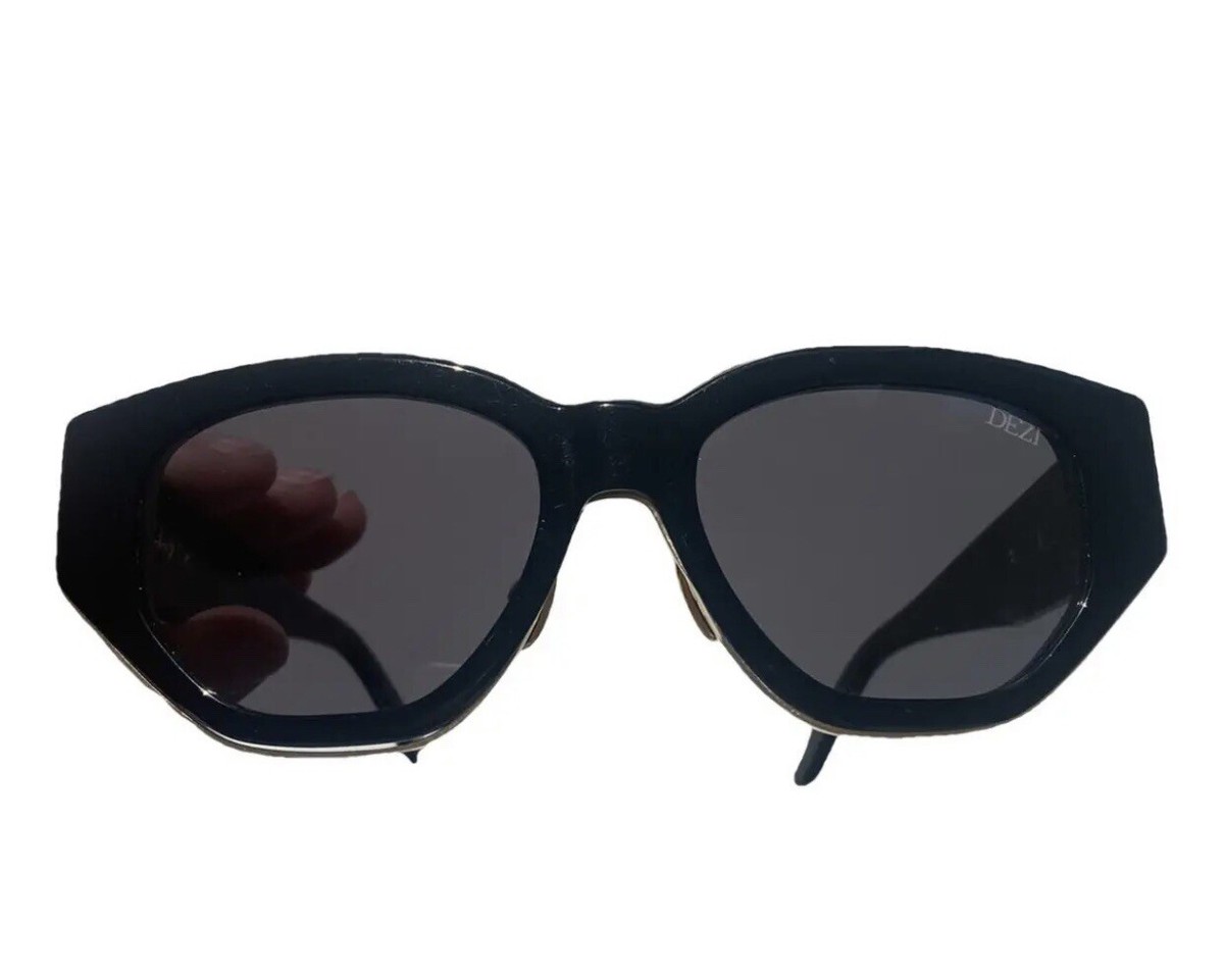 DEZI Est. 2020 Black & Gold Metal CHARGE IT Sunglasses 52 