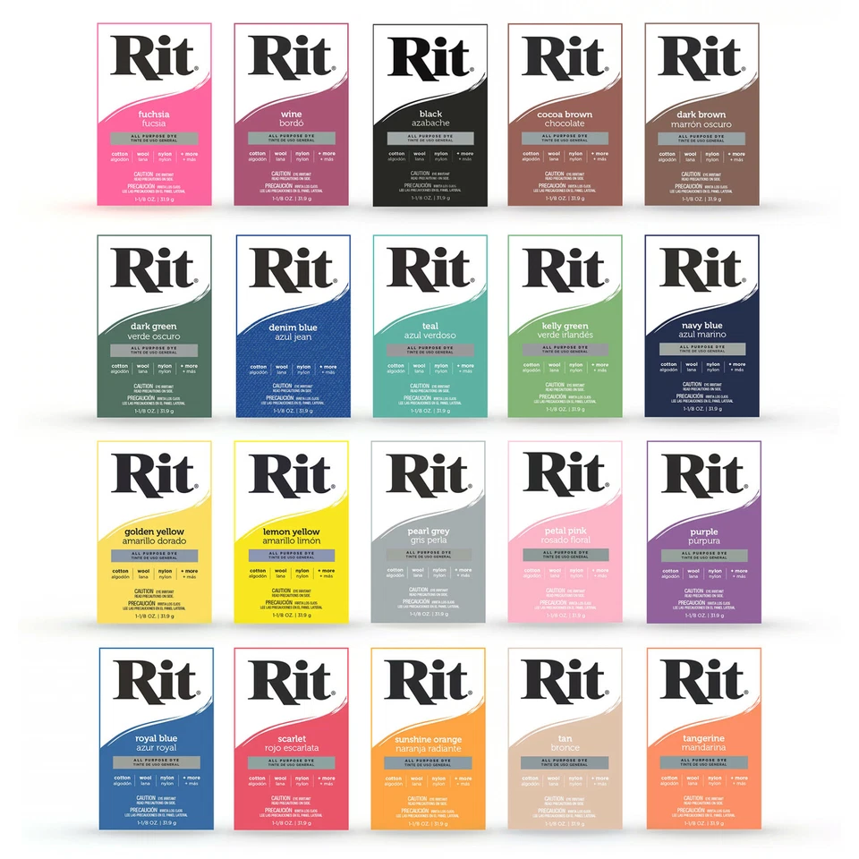Rit Dye For Fabrics & Plastics Multiple Colours Powder Dye RCModelz