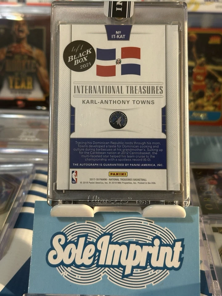 Karl Anthony Towns 1/1 Auto 1 of 1 Black Box National international Treasures - Image 2 of 4