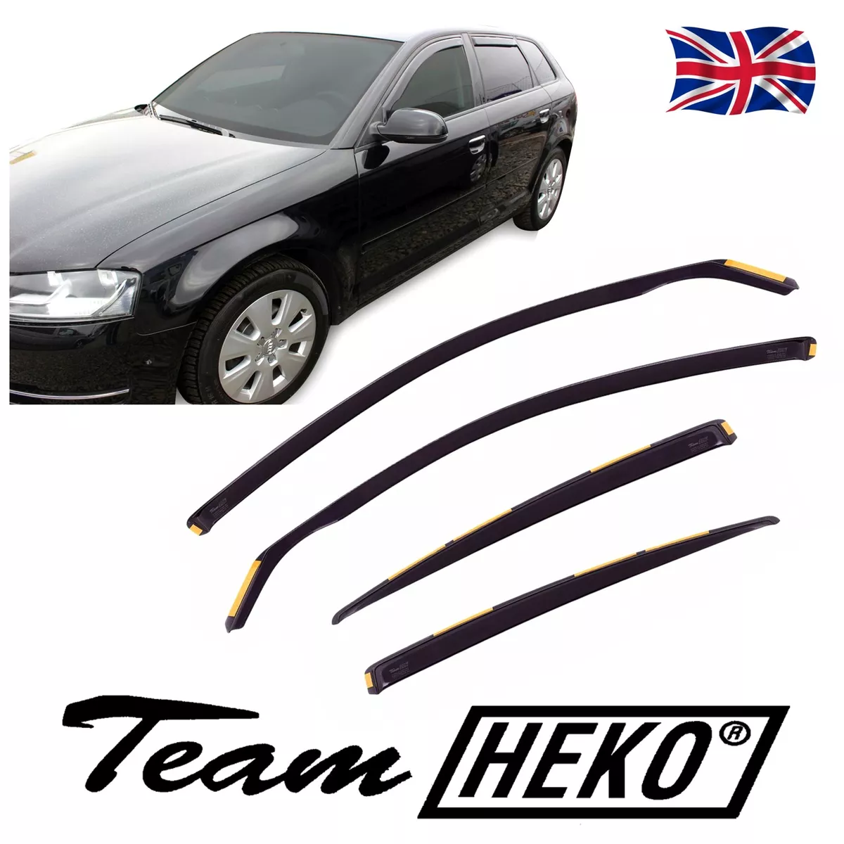 HEKO TINTED WIND DEFLECTORS for AUDI A3 mk2 8P SPORTBACK 2004 2012 4pc