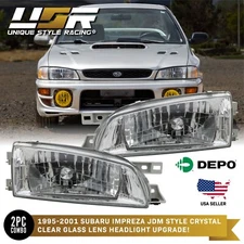 DEPO JDM Crystal GLASS Lens Headlight Set For 1995-2001 Subaru Impreza GC GF