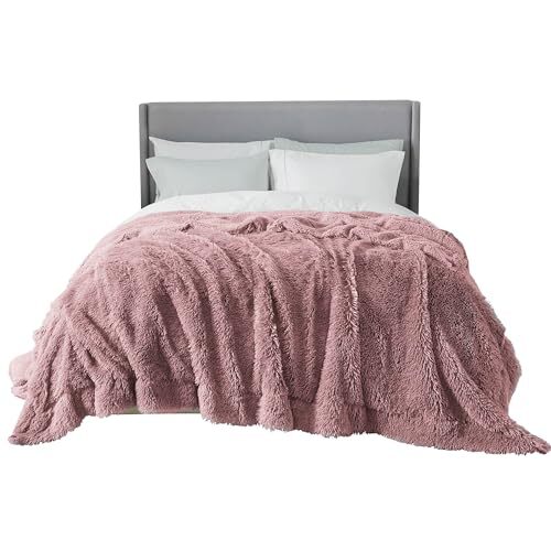 Soft Dusty Pink Blankets Queen Size for Bed, Queen (90