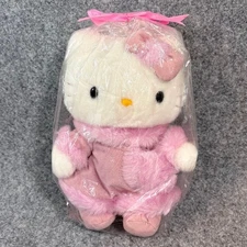 Hello Kitty Plush Doll Pink Suede Coat Fur Trim Boots Poseable Sanrio Retro