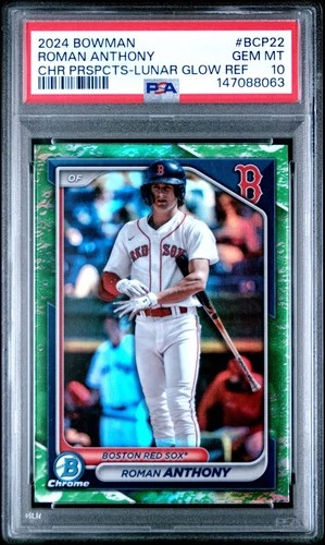 2024 Bowman Chrome Roman Anthony Lunar Glow Refractor #BCP-22 PSA 10 Gem Mint