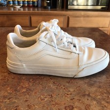 Women  s Size 7 Vans Old Skool Skate Sneaker White Lace Up Low Top Comfort 721356