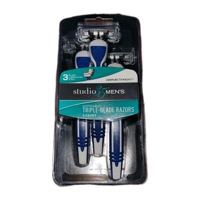 Studio 35 Men's Triple Blade Razors Shaver 3 Ct (Compare to Mach 3)