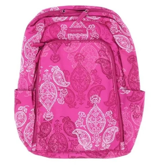 Vera Bradley NWT Pink White Paisley Print Campus Backpack