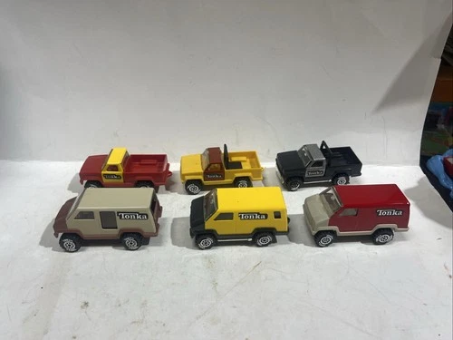 ￼Lot 6 Vtg 1978 Tonka Scrambler Trucks Van For Builder Play set Gas Station