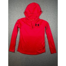Under Armour Kids HeatGear Red Quarter Zip Hoodie Pullover Size Large L Youth