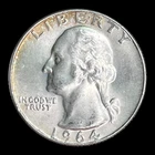 1964-D Washington Silver Quarter, BU
