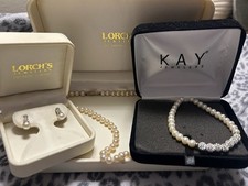 Lorch's Jewelers & Kay Jewelers Pearl Jewelry Set - Earrings, Necklace, Bracelet