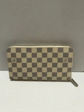 Louis Vuitton Damier Azur Zippy Zip Around Long Wallet Purse White Made France