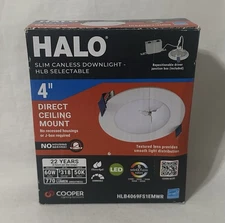 Halo 4” LED Slim Canless Downlight Direct Ceiling Mount, HLB4069FS1EMWR
