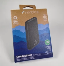 Portable Phone Charger 5,000mAh battery Black 2 USB Ports Nimble ChargeShot
