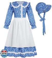 Rayekrot Girls Pioneer Costume Girls Colonial Costume Kids Floral Prairie Dre