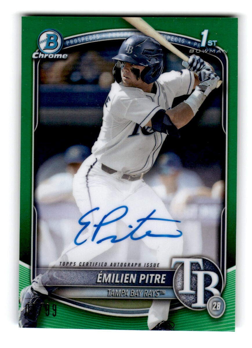 2025 Bowman - Chrome 1st Auto Green Refractor #CPA-EPI Émilien Pitre /99