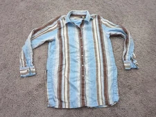 Valerie Stevens Separates Shirt Womens M Striped Long Sleeve Roll Tab 100% Linen