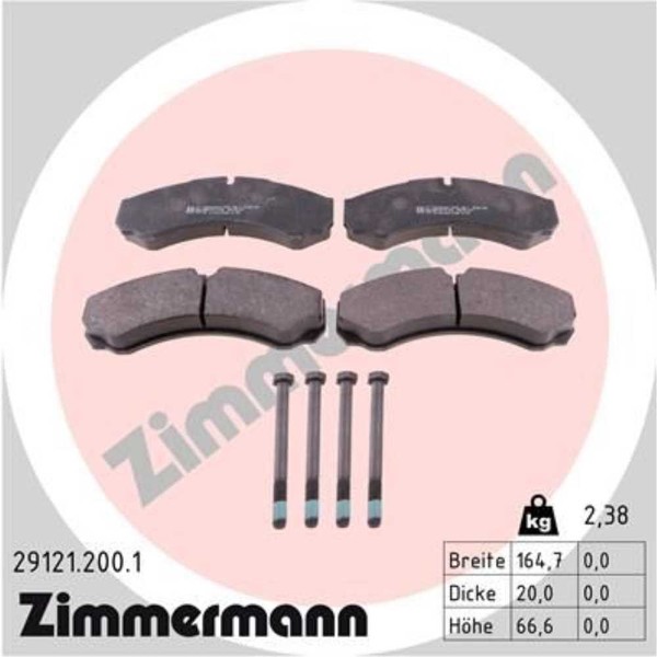 Zimmermann BremsbeläGe Hinten FüR Renault Trucks Mascott Kasten/Kombi Iveco-image