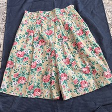 Pantalones Cortos De Colección Para Mujer 10 Cintura Alta Años 90 Pierna Ancha Botón Lateral Plisado Woolrich