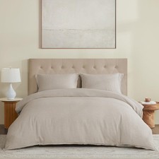 DAPU 100 Linen Duvet Cover Set 3PCs, Pure Natural French Flax Linen Duvet Co...