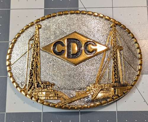 CDC Oilfield Drilling Rig Belt Buckle 24K Gold Plated Award Design Medals