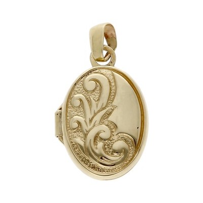 Gebrauchter kleiner Medaillon-Anhänger 9 kt Gelbgold teilgemustert 9 kt Gold Kinder