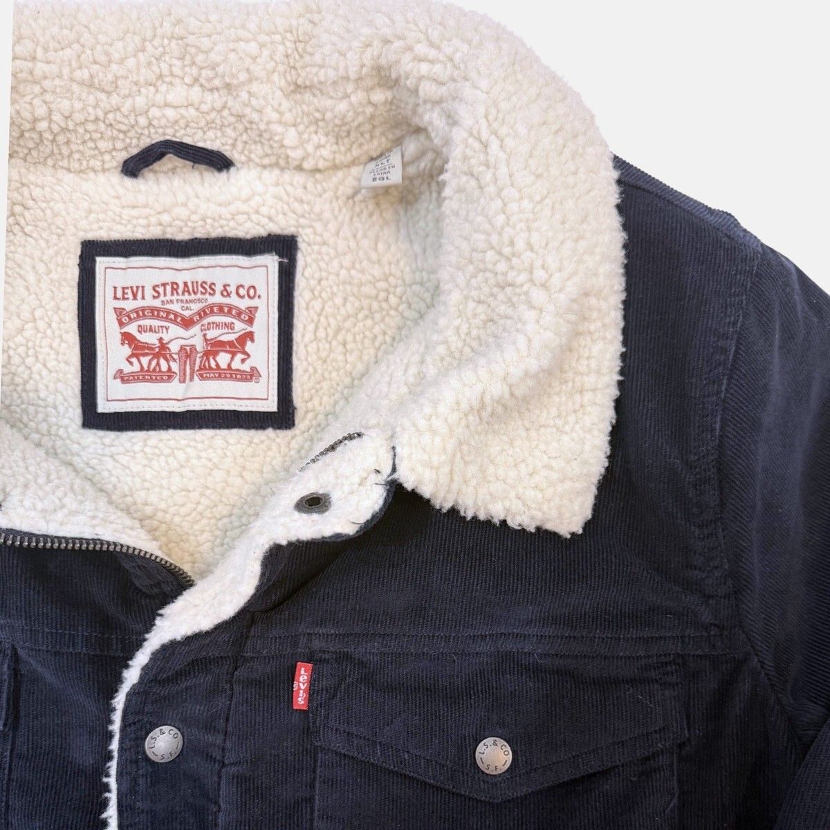 Levi's Men's Corduroy Sherpa-Lined Trucker Jacket, Navy, Size XLT