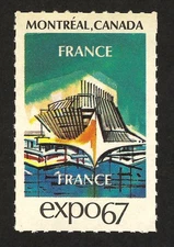 France 1967 World's Fair Exposition Poster Stamp - Montreal Canada