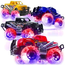 Fun Light Up Monster Truck Toy Set - 4 Battery-Powered Trucks for Kids
