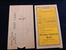 Antique 1915 German-American Bank Mailing Envelope Novelty Coin-Saver Card MO